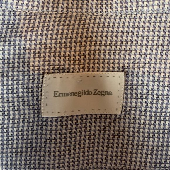 Ermenegildo Zegna Dress Shirt Mens 42 (16.5) Gray Geometric Cotton Collared 8186 - Picture 2 of 8